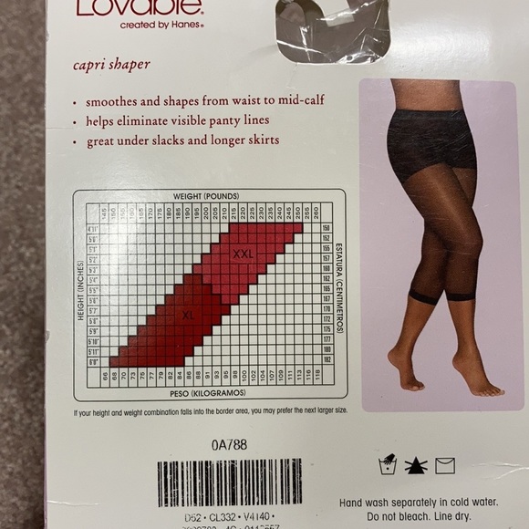 NWT xxl lovable Hanes Capri shaper jet black - Picture 2 of 4